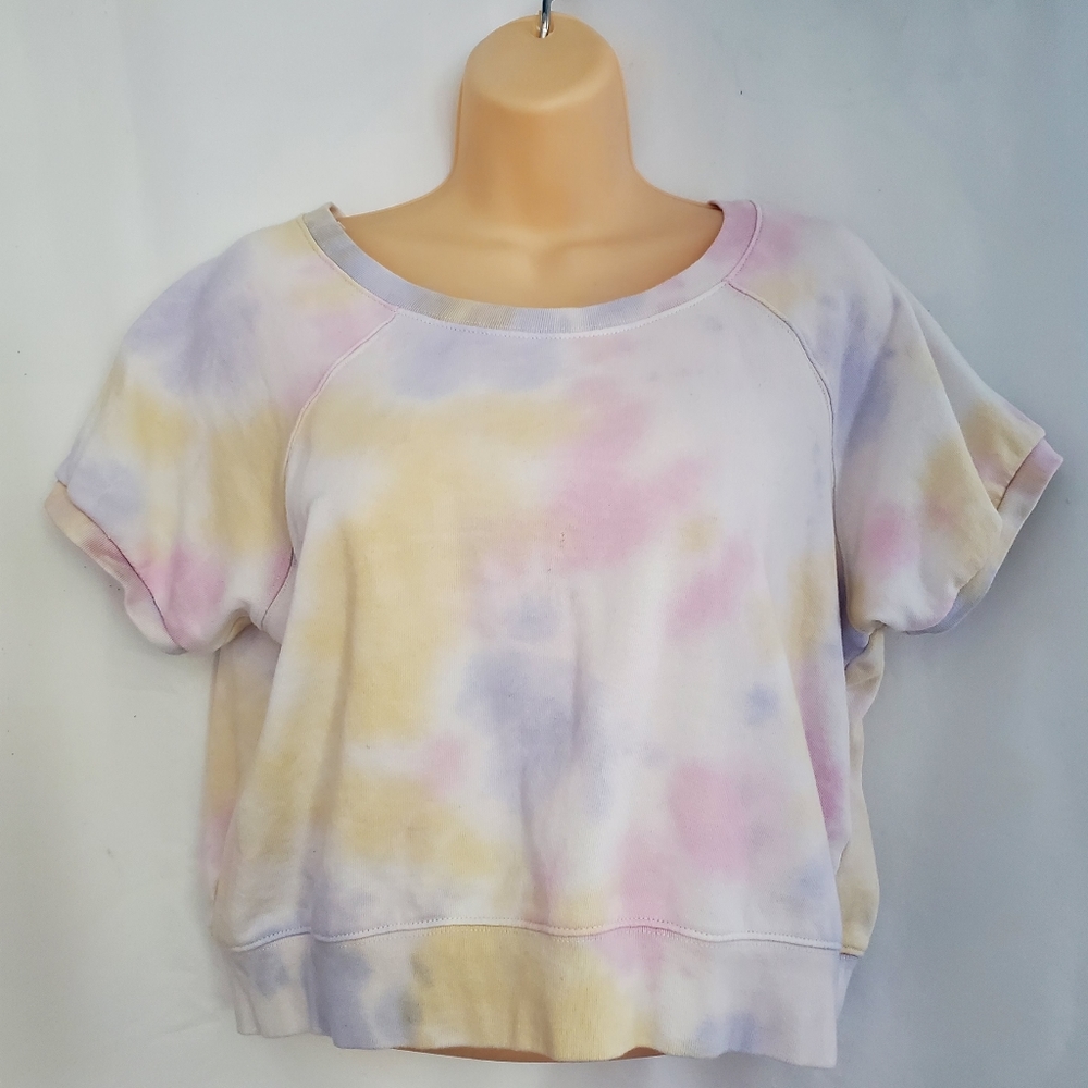 Womens Trixxi Short Sleeve Stretch Pull On Tie Dye Crop Top Size Small